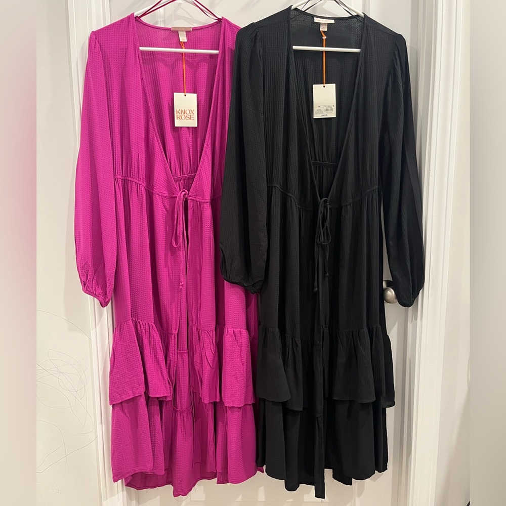 Knox Rose Pink Tie Front Ruffled Duster